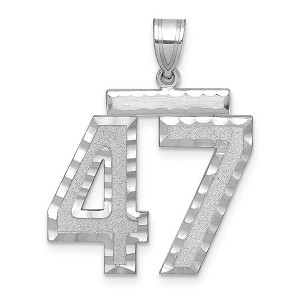 Black Bow Jewelry 14k White Gold, Varsity Collection, Large D/C Pendant, Number 47 - 1 of 3