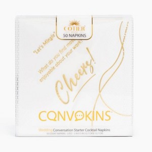 50ct Cotier Brand Convokins Wedding Conversation Starter Cocktail Napkins - Gold Foil Print - 1 of 4