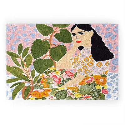 Alja Horvat Botanical Lady 36" x 24" Looped Vinyl Welcome Mat - Society6