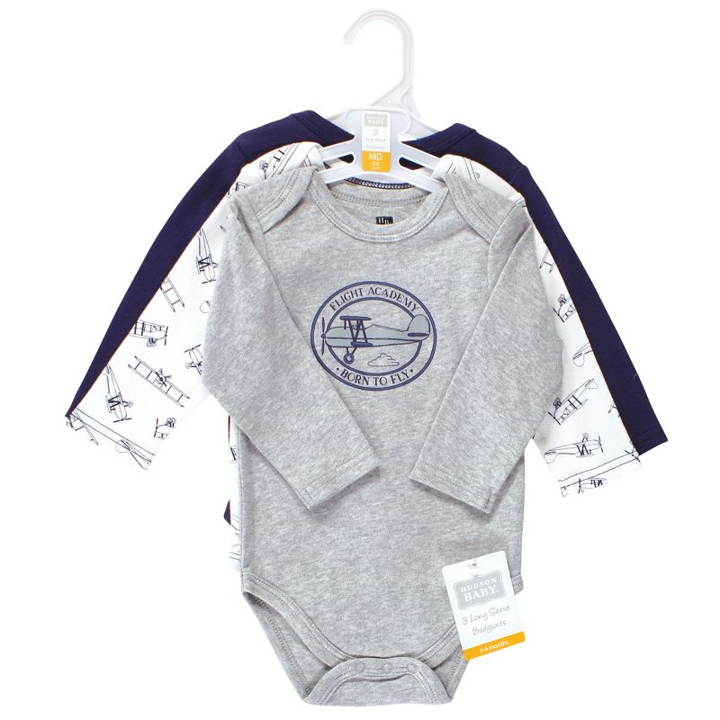 Hudson Baby Infant Boy Cotton Long-Sleeve Bodysuits, Aviation, 2 of 6