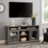 TiramisuBest TV Stand Electric Fireplace TV Stand with Glass Shelves, 3D Fireplace TV Stand with LED Lights Wood with USB Charging Outlet - 3 of 4