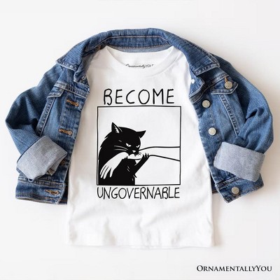 Become Ungovernable Black Cat T-Shirt, Bites Hand Humorous Meme Tee | OrnamentallyYou