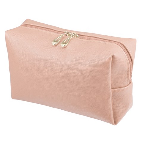 Unique Bargains PU Leather Waterproof Makeup Bag Cosmetic Case Makeup Bag  for Female S Size Pink 1 Pcs