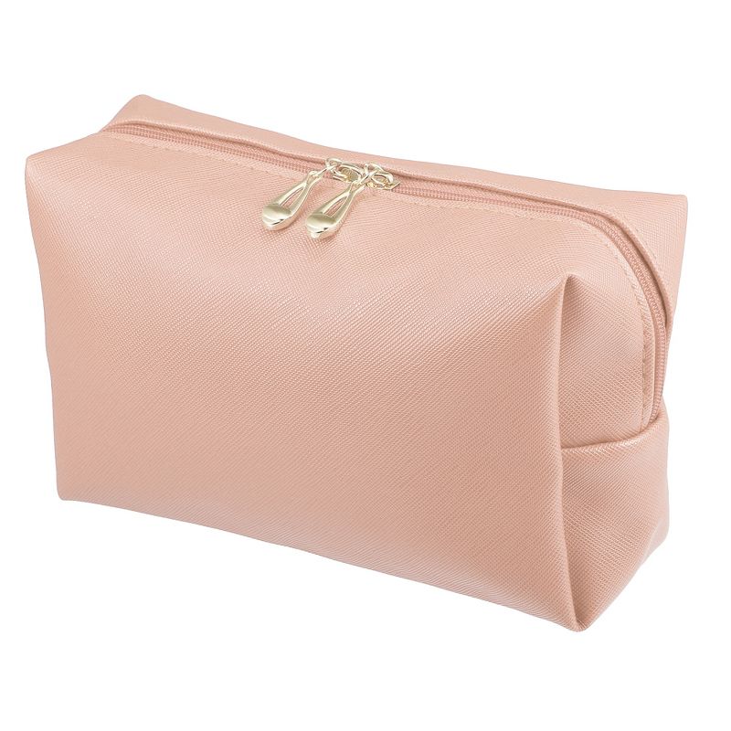 Unique Bargains PU Leather Waterproof Makeup Bag Cosmetic Case Makeup Bag for Female S Size Pink 1 Pcs, 1 of 7