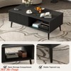 Home Office Coffee Table, Wooden Coffee Table with Storage Cabinet, Two-Tier Design, Sliding Door, Solid Wood Legs, Large Living Room Center Table - 3 of 4