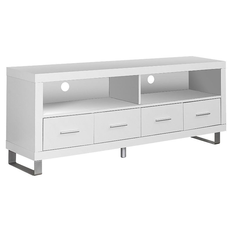 Monarch Contemporary Entertainment Center TV Stand w/ Storage, White (2 Pack), 2 of 7