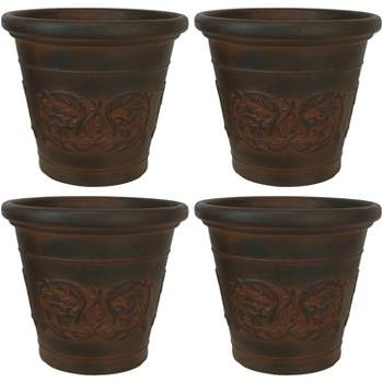 Sunnydaze Indoor/Outdoor Patio, Garden, or Porch Weather-Resistant Double-Walled Arabella Flower Pot Planter - 16" - Rust Finish