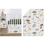 Sweet Jojo Designs Girl Baby Crib Bedding Set - Jungle Animals Collection 4pc