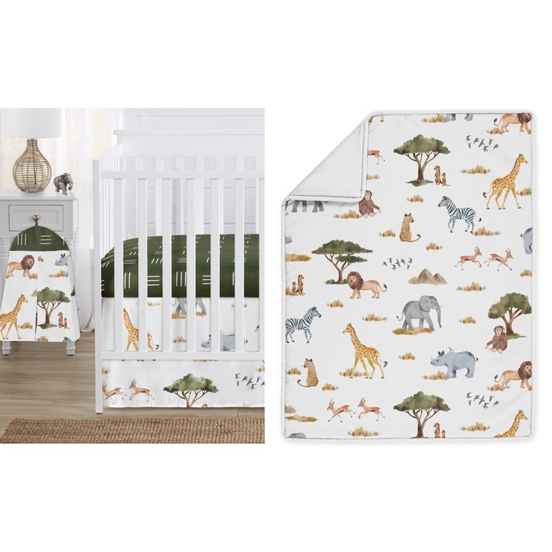 Sweet Jojo Designs Girl Baby Crib Bedding Set - Jungle Animals Collection 4pc, 1 of 8