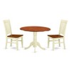 East West Furniture DLWE3-BCH-W 3 Pc Kitchen table set with a Kitchen Table and 2 Wood Seat Dining Chairs in Black and Cherry - 2 of 4