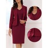 Allegra K Women's Dress Business Solid V Neck Office Notched Lapel Blazer 2 Pieces Suit Sets Outfit - 2 of 4