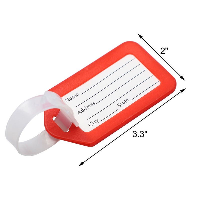 Unique Bargains Plastic Suitcase Bag ID Name Label Luggage Holder Tag 10 Pcs Red White, 2 of 5