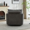 Gulches 40.55"W Oversized Swivel Accent Chair with 2 Throw Pillows 360¡ã Metal Base, Charcoal Chenille, Cozy Club Chair - 4 of 4