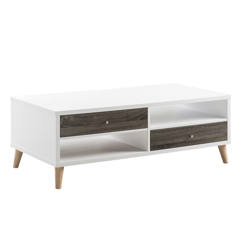 Photos - Coffee Table Weller Transitional Two Drawers  Dark Gray/White - HOMES: Insi