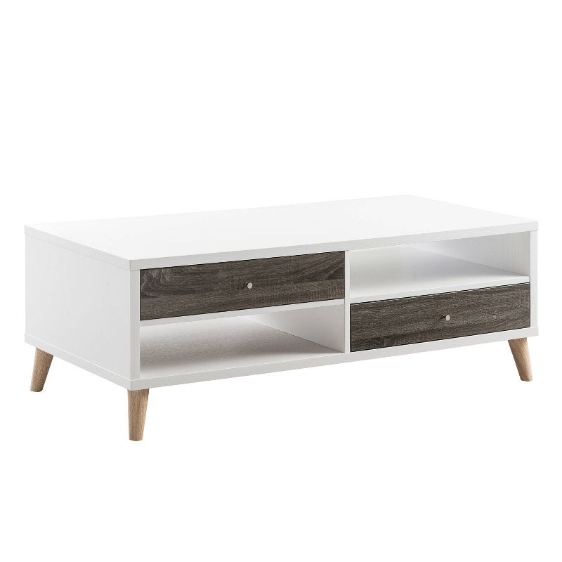 Weller Transitional Two Drawers Coffee Table Dark Gray/White - HOMES: Inside + Out, 1 of 5