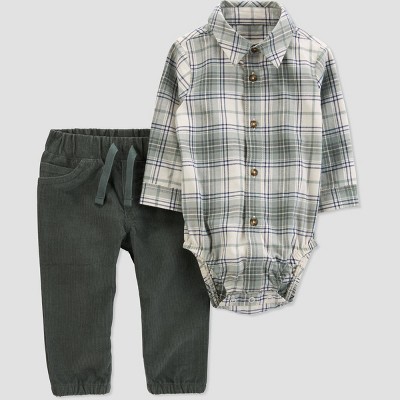 Carter's Just One You® Baby Boys' Colorblock Top & Bottom Set - Gray/green  : Target