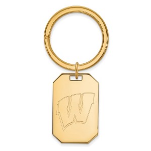 Black Bow Jewelry 14k Yellow Gold Plated Sterling Silver Wisconsin Badgers NCAA Key Chain - 1 of 3