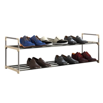 Hastings Home 12-Pair Freestanding 2-Tier Shoe Storage Rack – Black