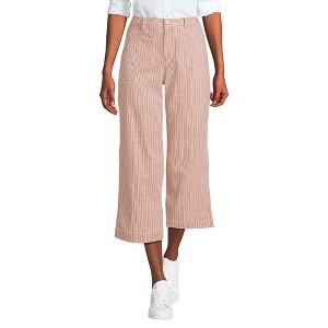 Lands' End Women's Printed Twill High Rise 5 Pocket Wide Leg Crop Pants - 1 of 3