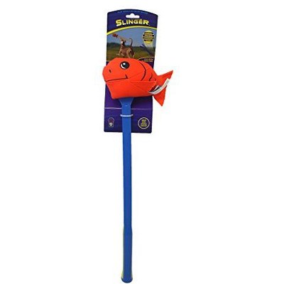Multipet Slinger with Plush Fish 21.5" Dog Toy Launcher