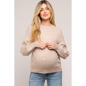 Pinkblush Taupe Bubble Sleeve Maternity Sweater - 1 of 4