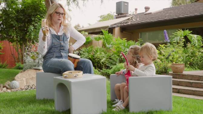 ECR4Kids Tri-Me 3-in-1 Cube Chair, Kids Furniture, Blue, 4-Piece, 2 of 13, play video