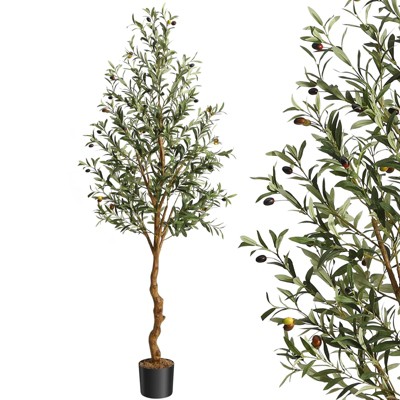 2pcs Artificial Olive Tree 4.25FT(51in) Tall Faux Silk Olive Trees