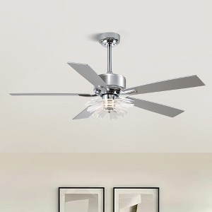 Parrot Uncle 52" Silver Modern LED Ceiling Fan Light with Remote and Light - 1 of 4