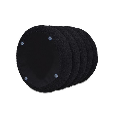 Ebony Black Boucle Round Storage Ottoman with Gathered Embellishment