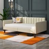 Dolonm Elena Twin Size Beige Velvet Upholstered Daybed, Ribbed Tufted Backrest, Daybed in Lavish Modern Design - 2 of 4