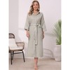 INSPIRE CHIC Women's Casual Turndown Collar Stripe 3/4 Sleeve Button Down Split Belted Midi Shift Dress - 4 of 4