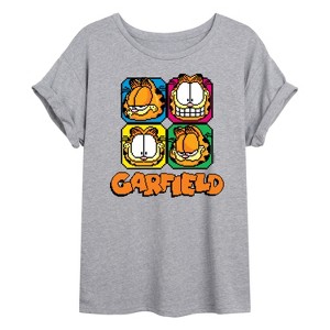 Women's - Garfield - Garfield Pixel Faces Oversized Graphic T-Shirt - 1 of 4