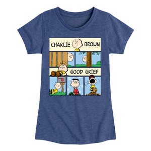 Girls' - Peanuts - Good Grief Comic Fitted Short Sleeve Graphic T-Shirt - 1 of 4