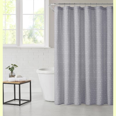Piña & Sardinia Home Lindsey Woven Poly Cotton Textured Gray Fabric Shower Curtain - Standard Size