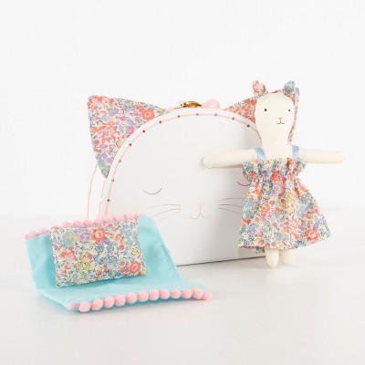 Meri Meri Floral Kitty Mini Suitcase Doll (Pack of 1)