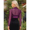 INSPIRE CHIC Women's Evening Coverup Open Front Long Sleeve Mesh Satin Bolero - 3 of 4