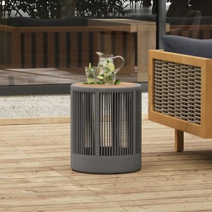 NicBex Outdoor Coffee Table, Rattan Rope Top & Acacia Wood Frame, Weather Resistant Beige Rope - 1 of 4