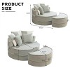 Oversized Round Barrel Accent Chair with Ottoman,Chenille Upholstered Lounge Sofa with 5 Pillows,47.6" Living Room Chair-Baofuwish - 4 of 4