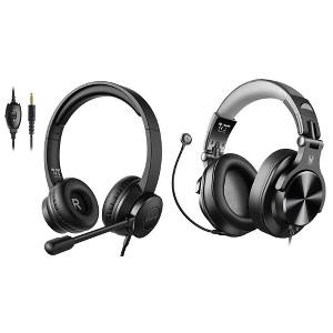 S100 Adjustable Volume Control Boom Microphone PC Computer Headset with OneOdio A71 Studio Gaming Portable Wired Over Ear Headphones - 1 of 4