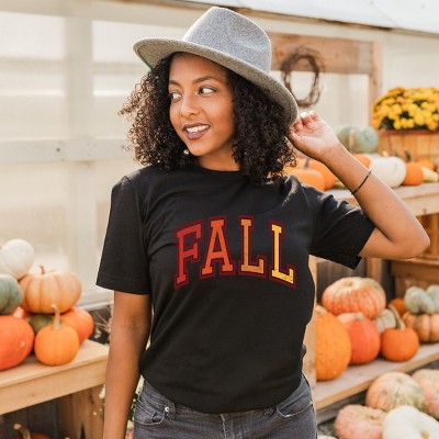 Simply Sage Market Varsity Fall Ombre Short Sleeve Tee - L - Black