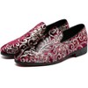 Santimon Mens Loafers Velvet Sequins Embroidered Dress Shoes Red - 4 of 4