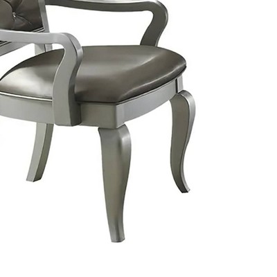 Dresden Vintage Bone White Floral Leather Accent Chair
