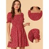 Allegra K Women's Heart Print Ruffled Square Neck A-Line Smocked Short Dress - 2 of 4