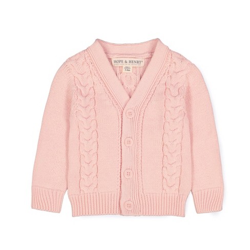 Hope u0026 Henry Baby Cable Knit Cardigan Sweater (light Pink, 3-6 Months) :  Target