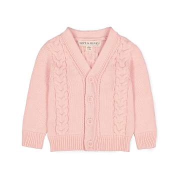 Hope & Henry Baby Organic Cotton Cable Knit Cardigan Sweater