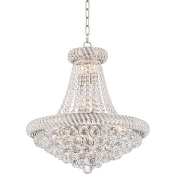 Vienna Full Spectrum Diana Brushed Nickel Chandelier 20" Wide Modern Crystal Beads 12-Light Fixture for Dining Room Foyer Kitchen Island Entryway Home