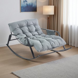 Extra-Wide Technical Leather Boucle Reclining Chair with Padded Cushion - 1 of 4