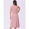 Allegra K Women's Crew Neck Ruched Casual A-line Midi Sleeveless Tank Dress - 3 of 4