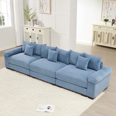 Aukfa Oversized 130" Modular Corduroy Sofa Set - Reversible Sectional Couch with Ottoman, Fabric Upholstery for Living Room