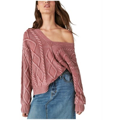 Lucky Brand Womens Cable Knit Sweatshirt